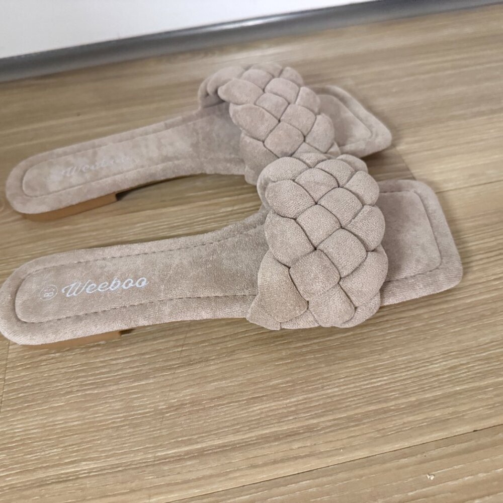 🤎 Weeboo Braided Slide Sandals – Taupe – Size 9 - Picture 4 of 5